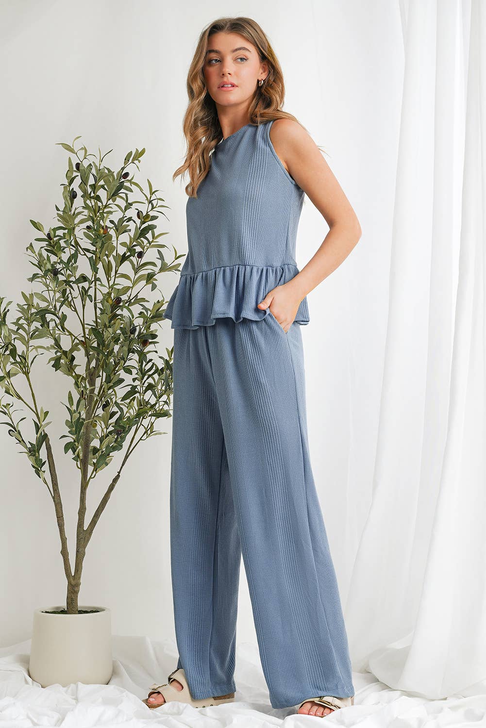 Ruffle Tank Top and Pants Set