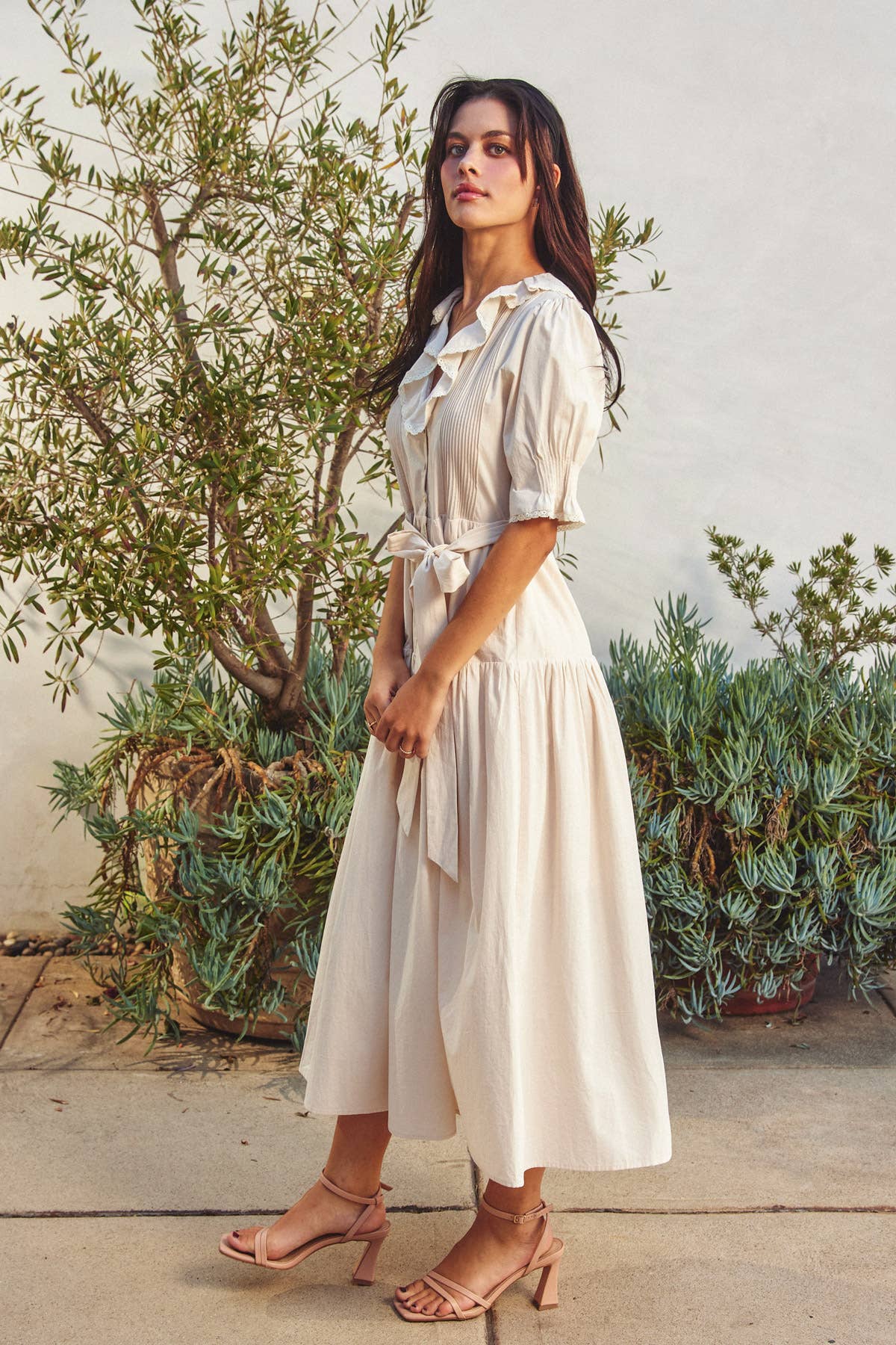 Puff Sleeve Button Down Maxi Dress
