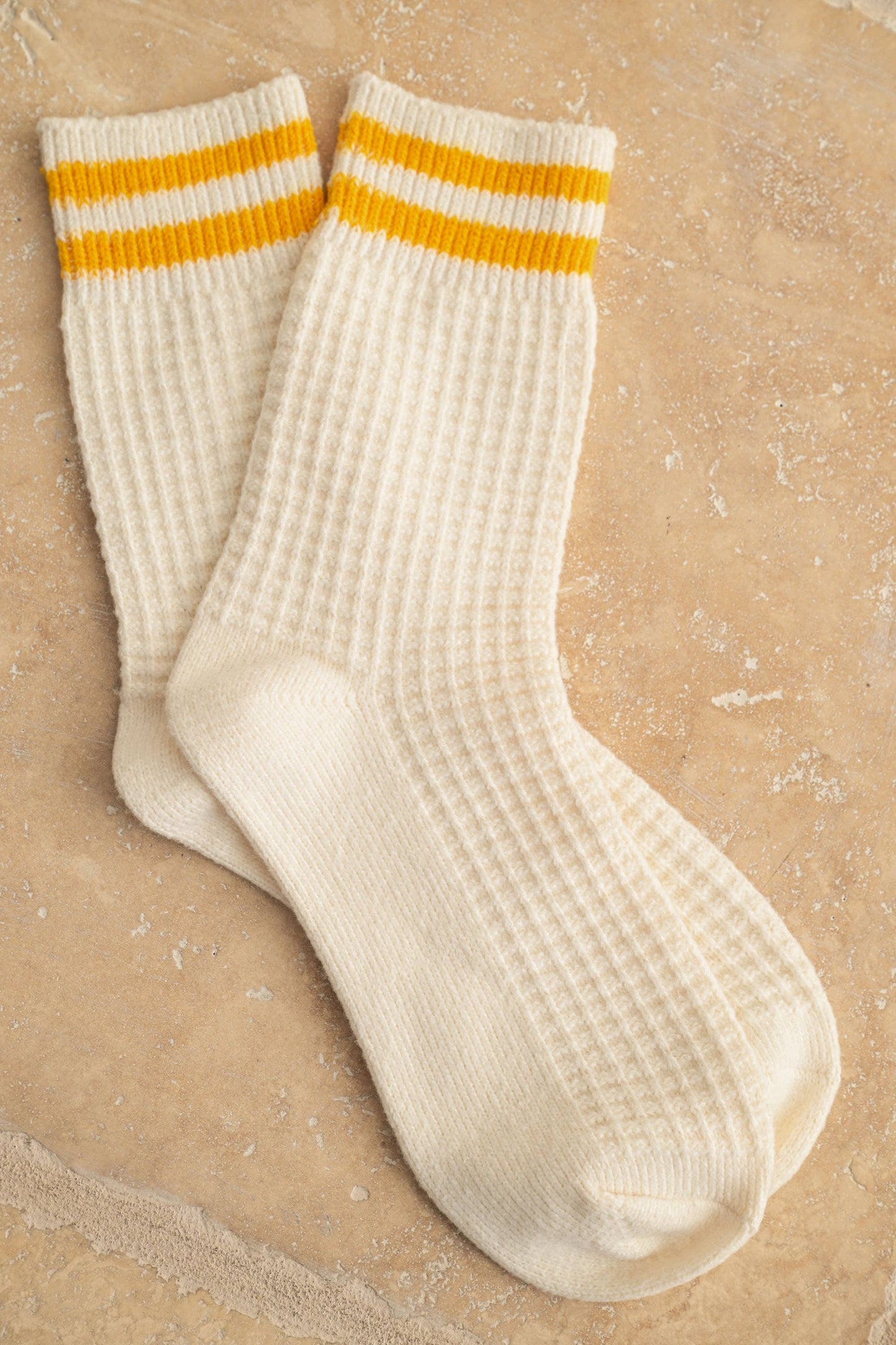 Waffle Knit Strip Socks