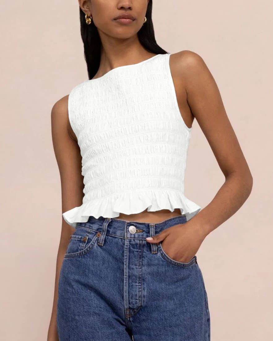 Shirred Ruffle Top