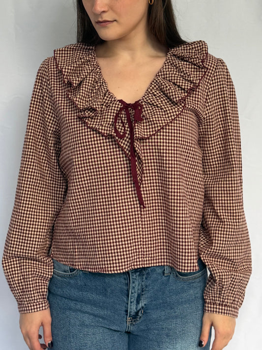 Alexa Gingham Ruffle Blouse