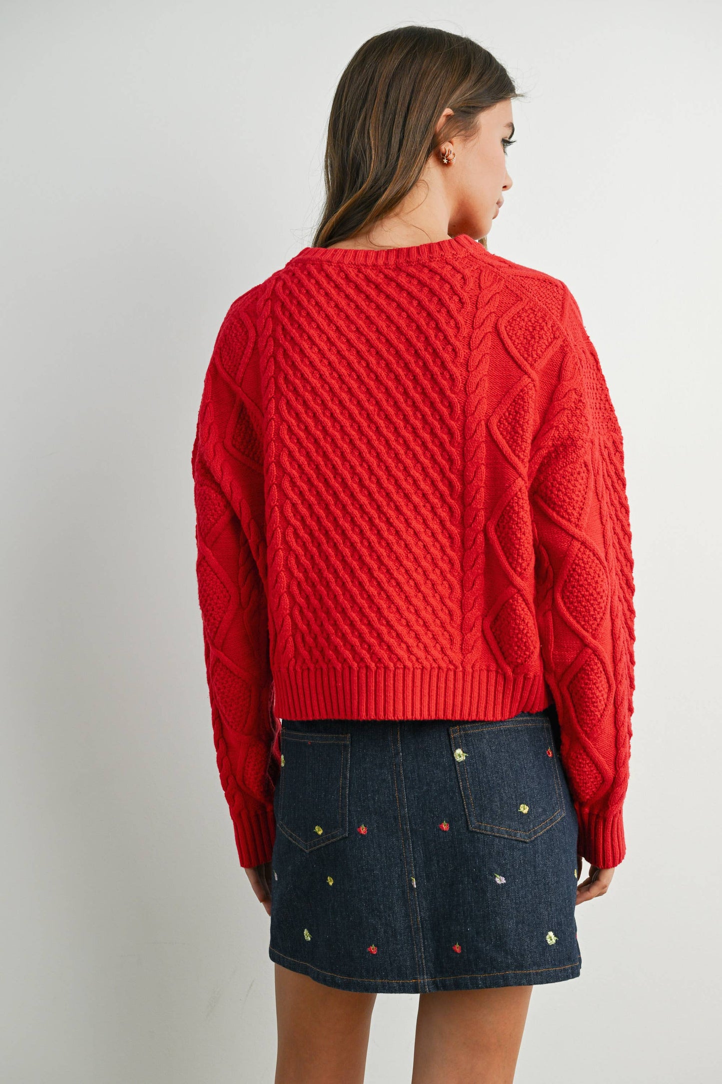 Lydia Sweater | Red, Light Blue