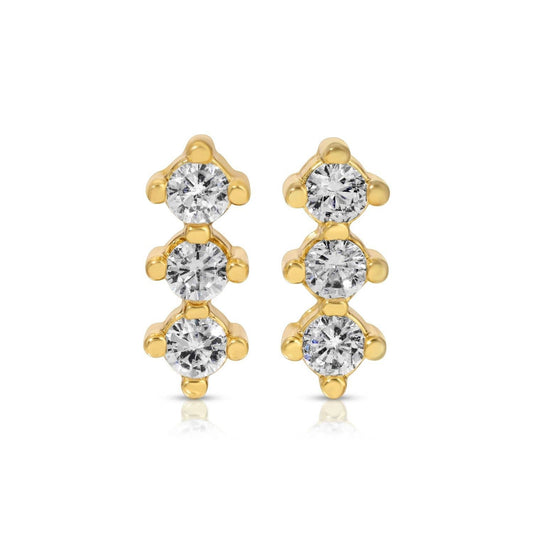 Triple CZ Bar Studs