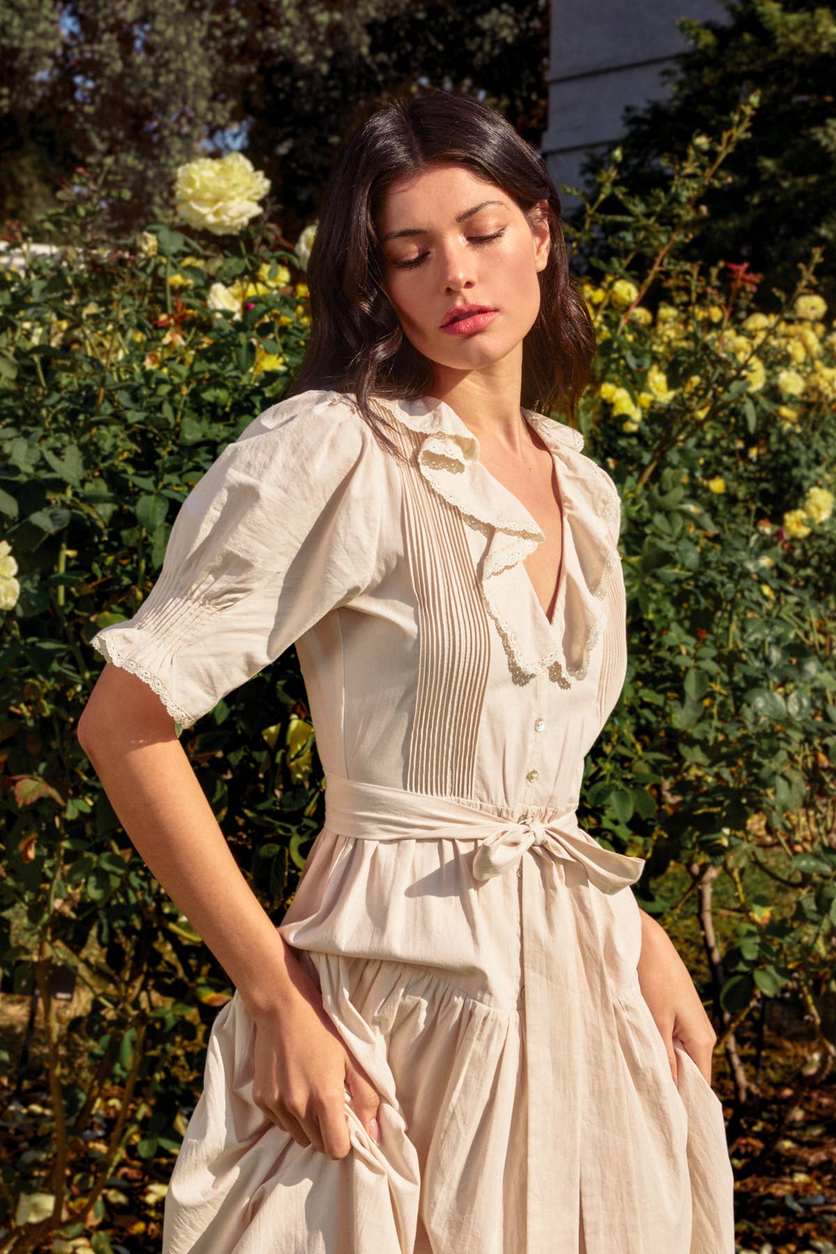 Puff Sleeve Button Down Maxi Dress