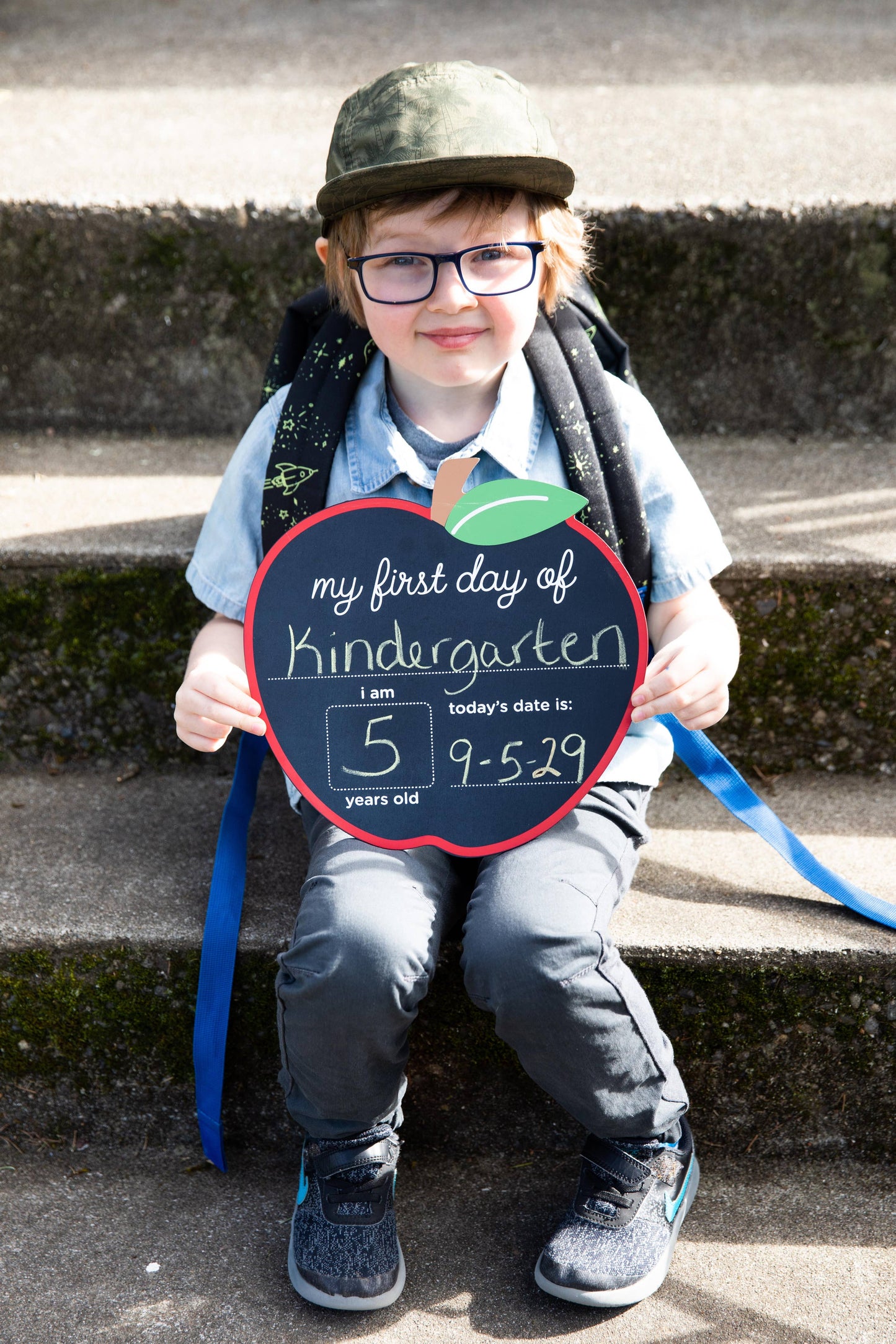 Apple Chalkboard Sign - Reversible for First & Last Day of School