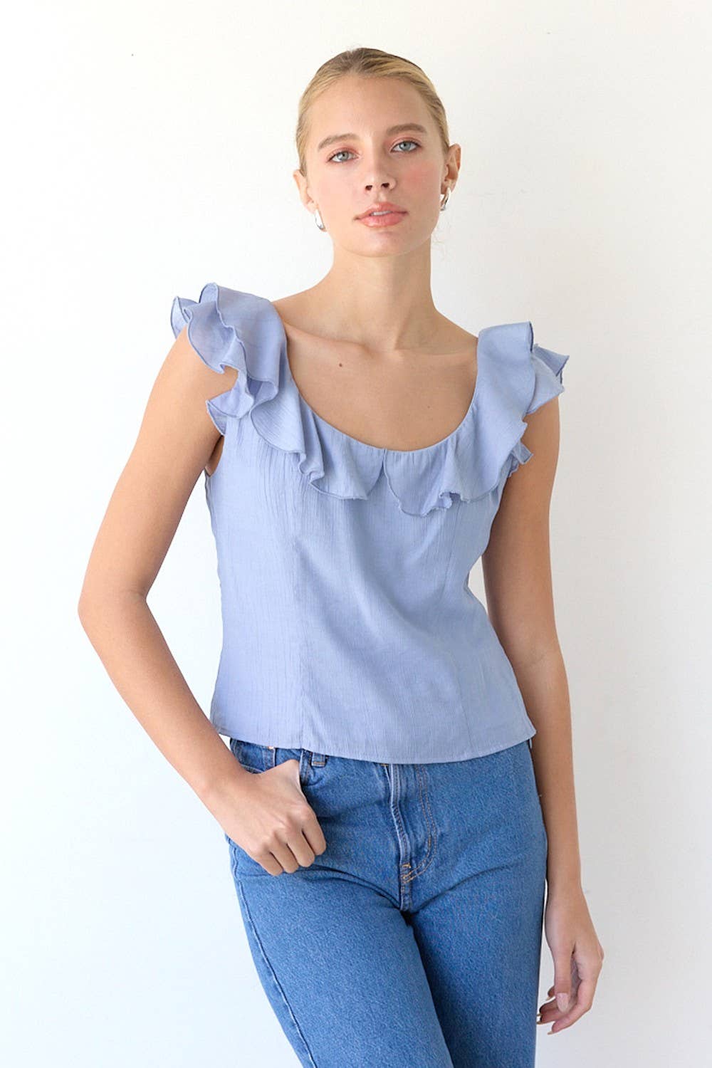 Ruffle Neckline Top