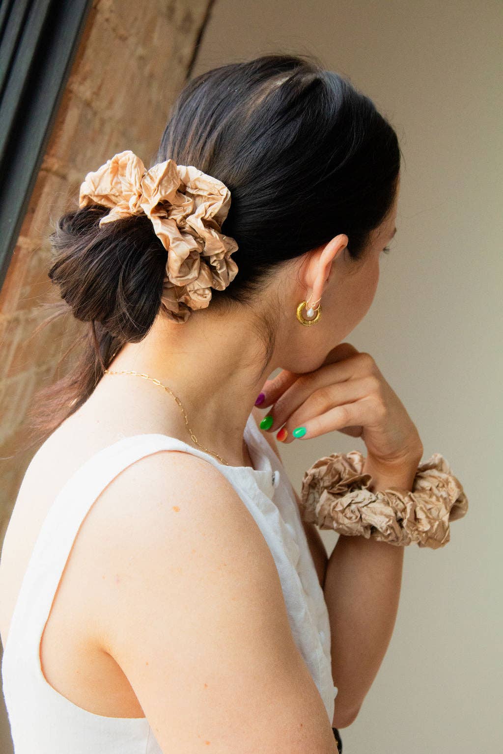 Silky Champagne Jumbo Scrunchie