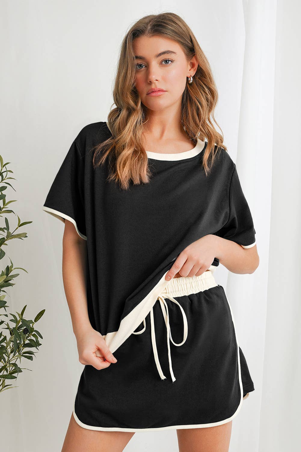 Colorblock T Shirt & Skirt Set