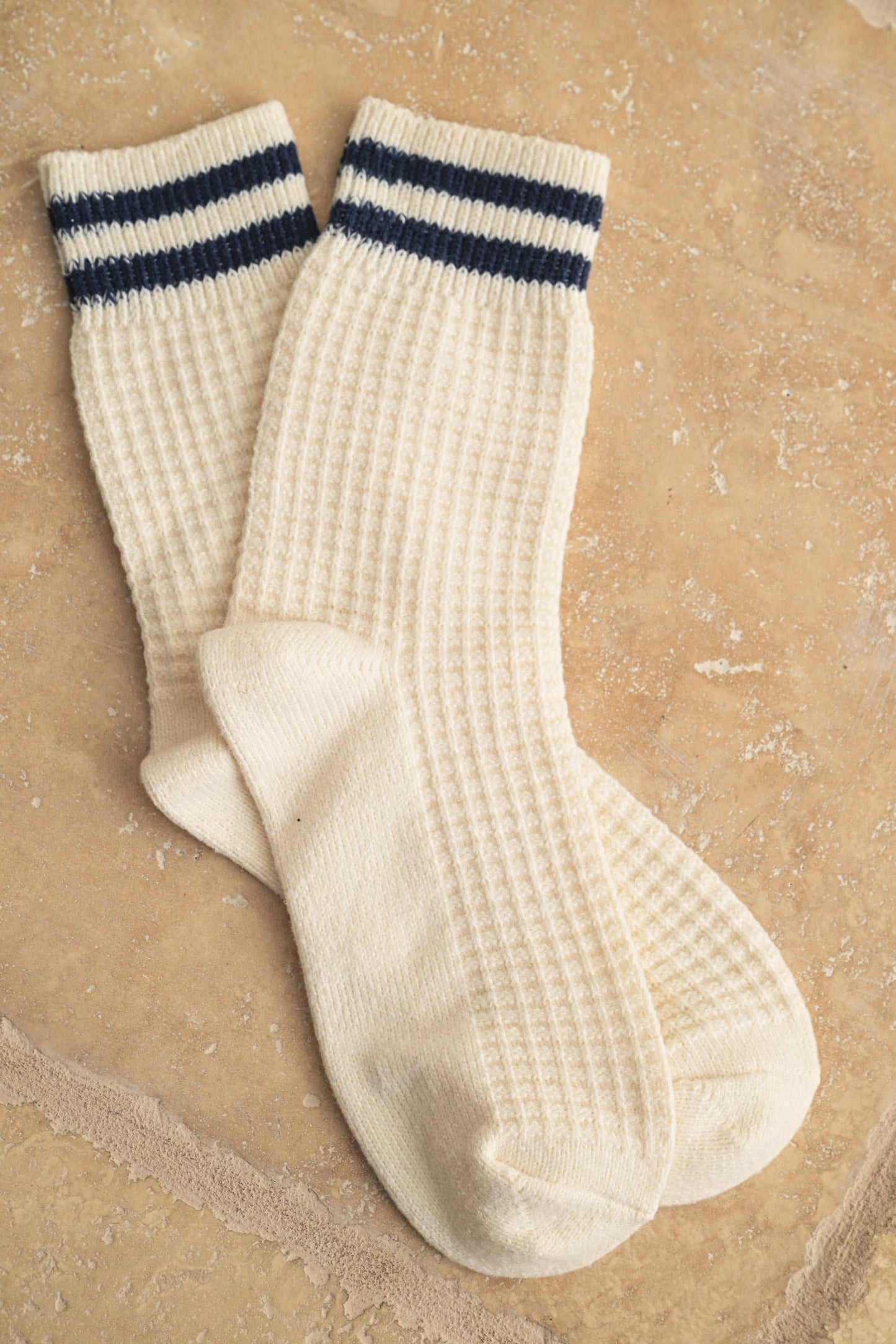 Waffle Knit Strip Socks