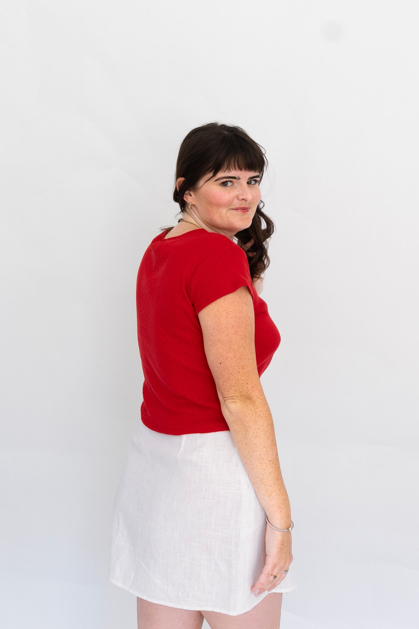 Madeline Baby Tee | Red Pointelle