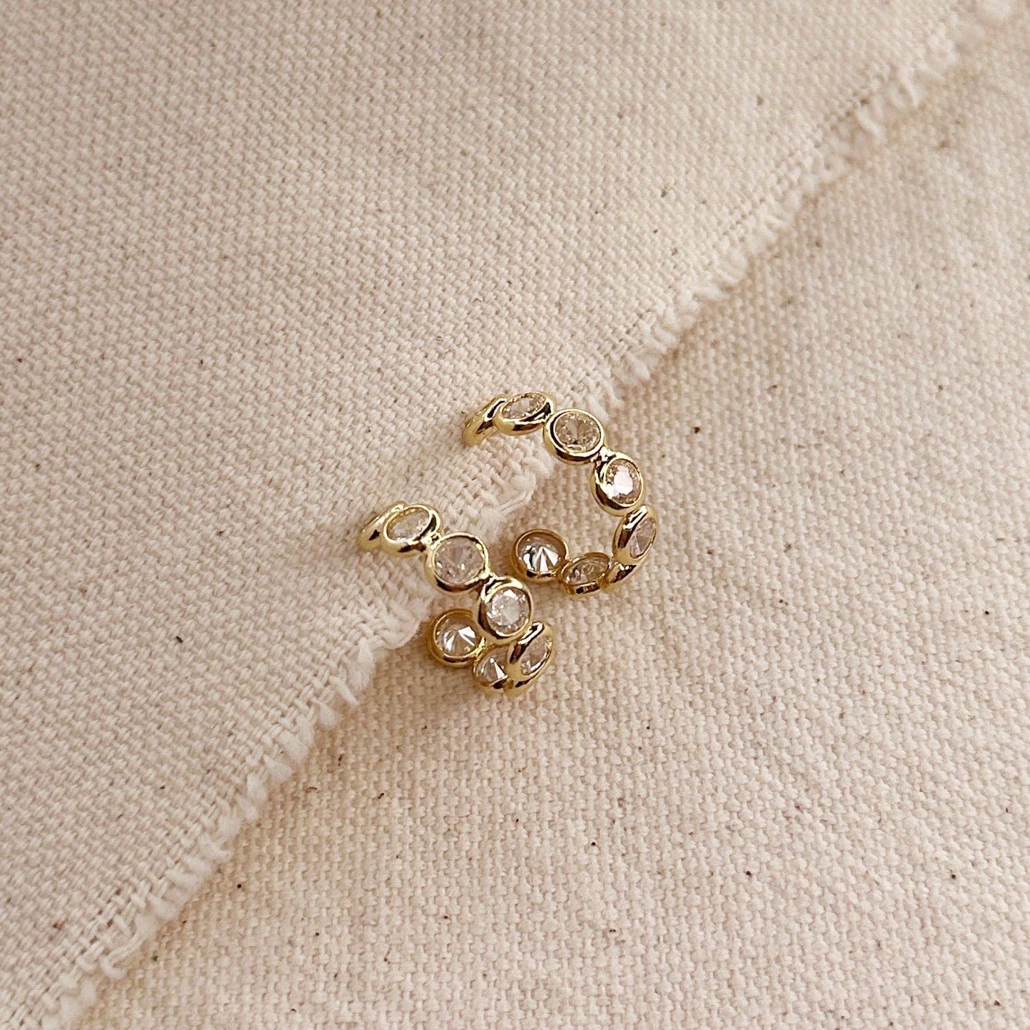 Bezel C-Hoop Earrings