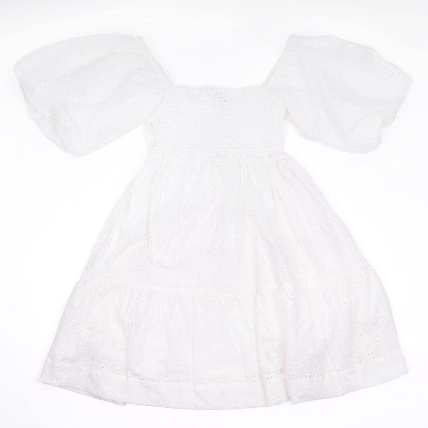 White Eyelet Smocked Dress