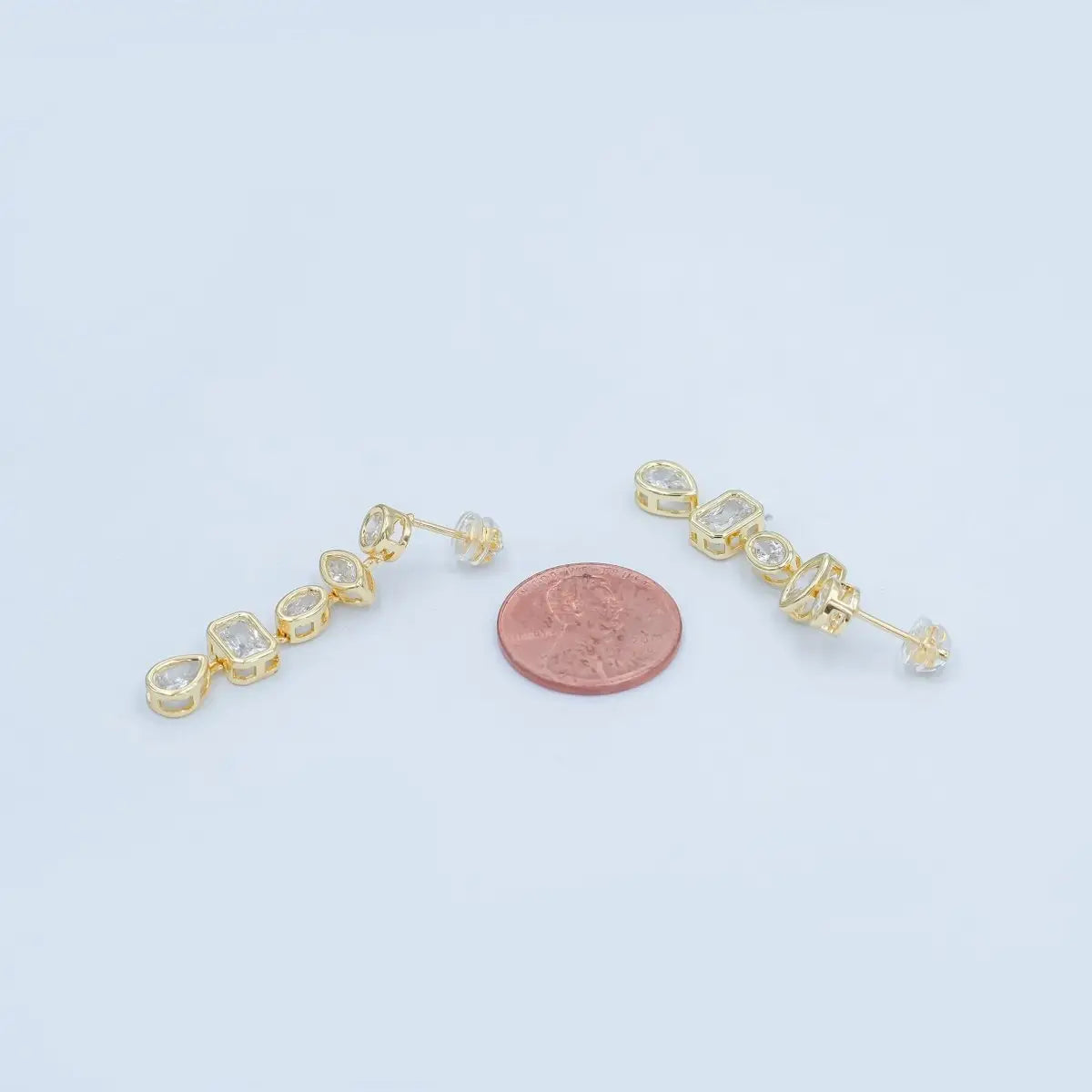 Geometric Bezel Drop Stud Earrings