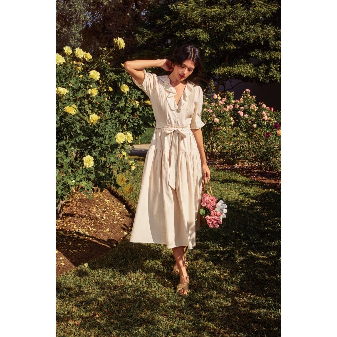 Puff Sleeve Button Down Maxi Dress