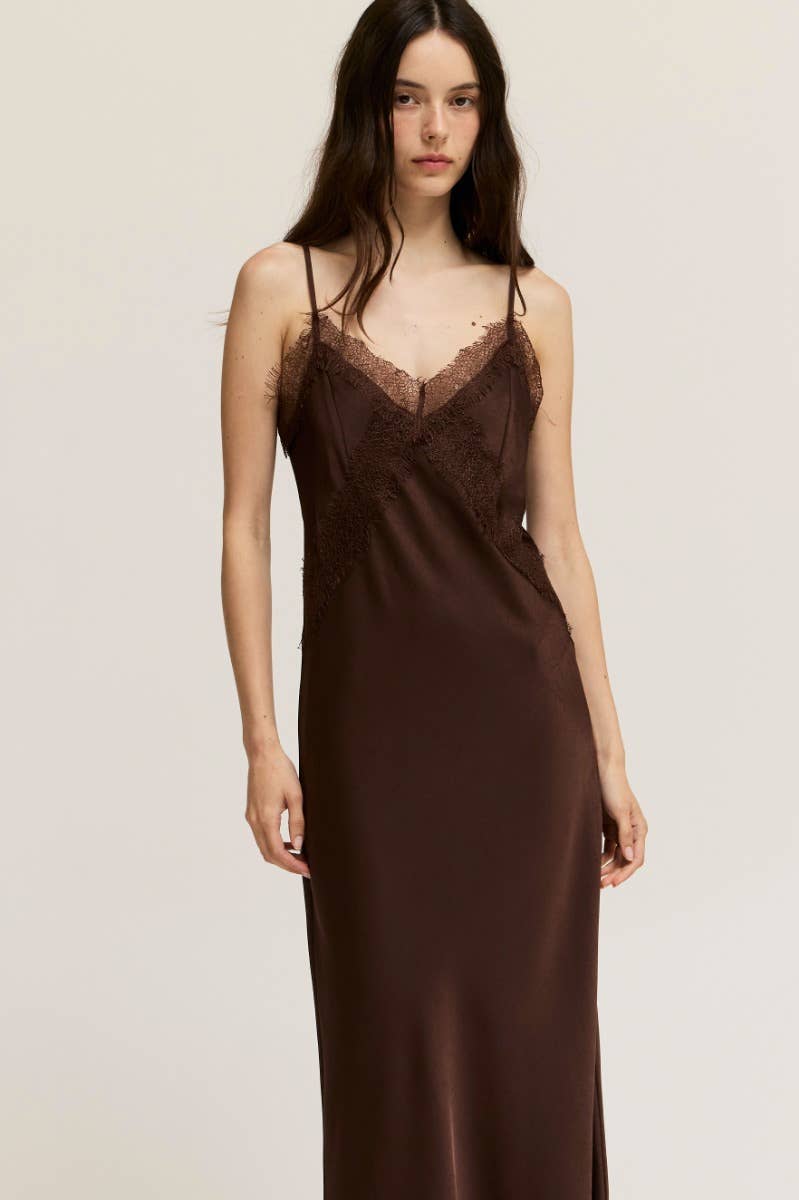 Laney Lace Midi Dress | Mocha