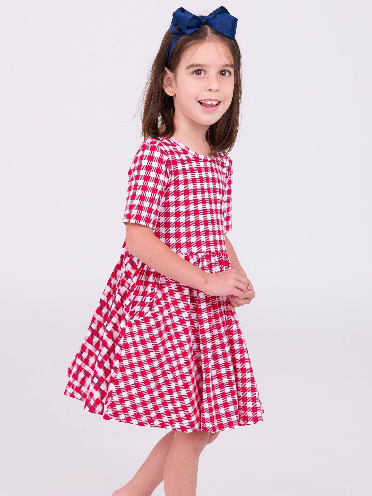 Red Gingham Twirl Dress