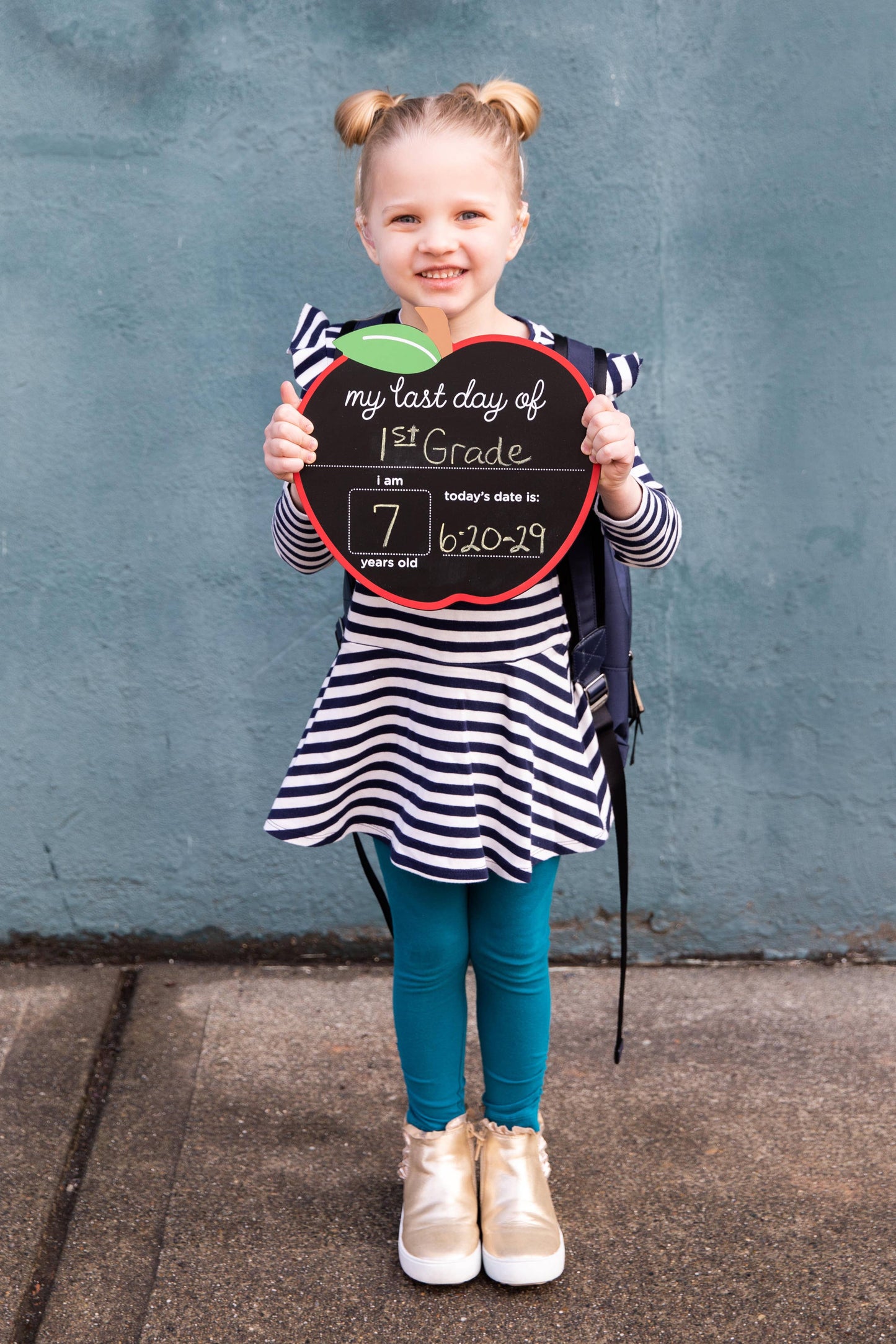 Apple Chalkboard Sign - Reversible for First & Last Day of School