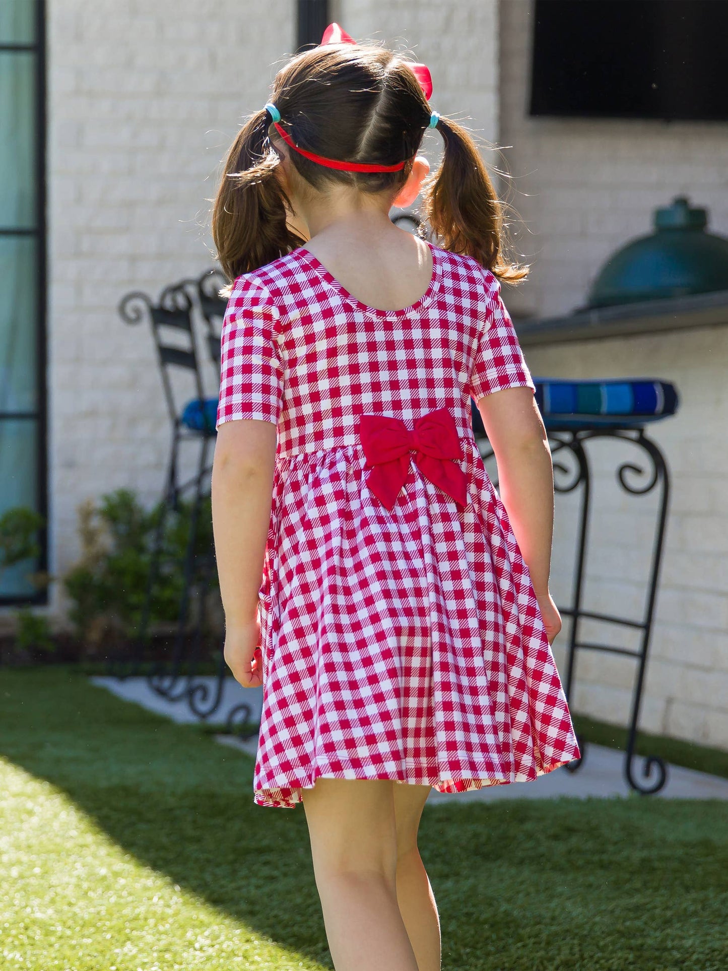 Red Gingham Twirl Dress