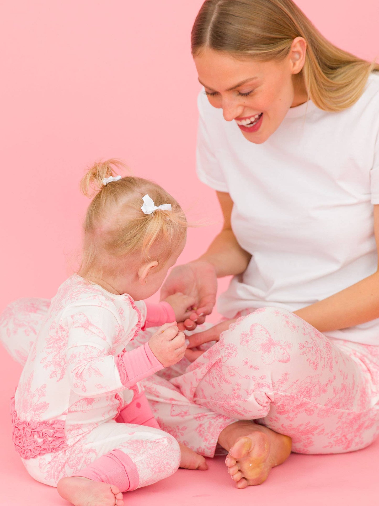 Pink Toile Pajama Pants for Mom