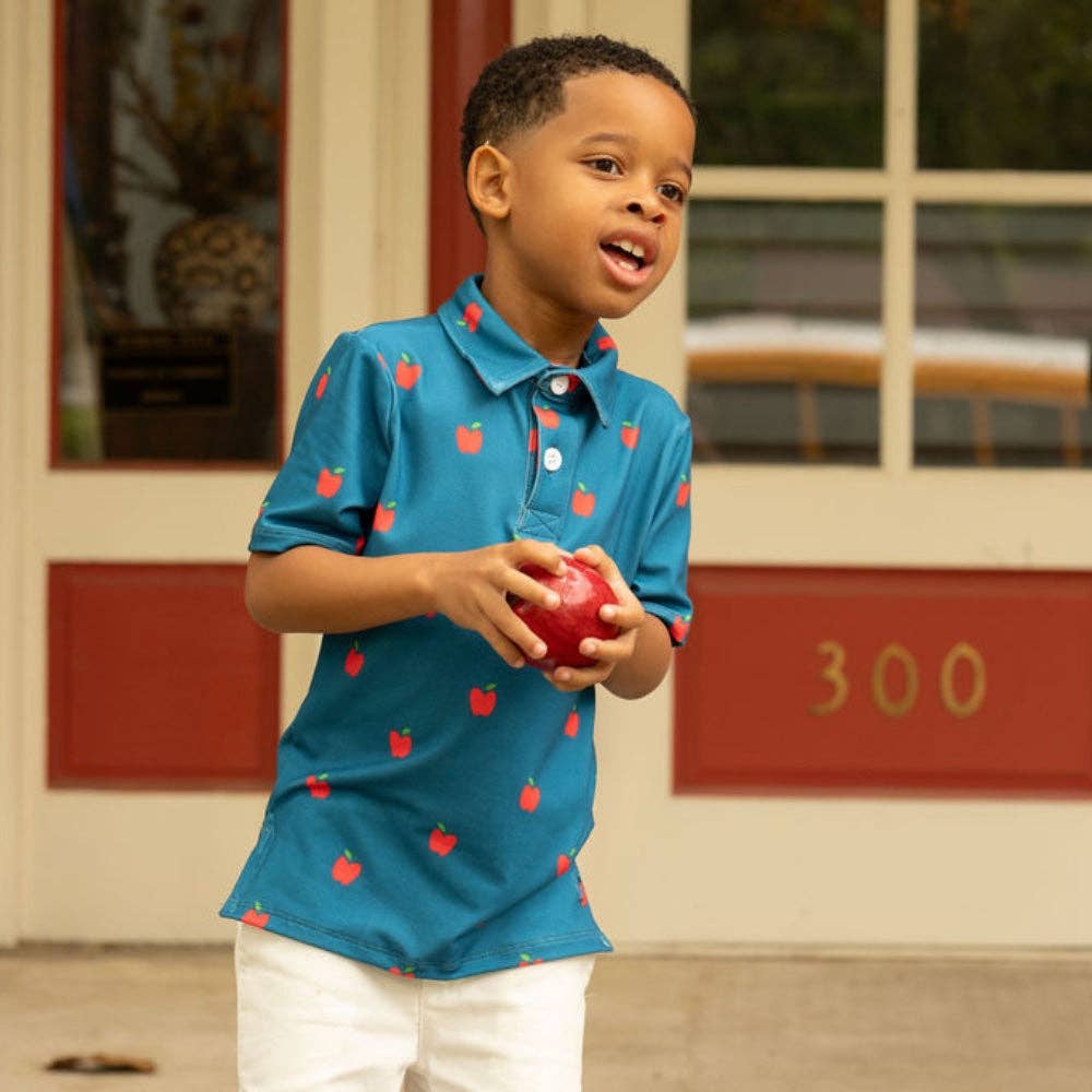 Navy Polo with Apple Details