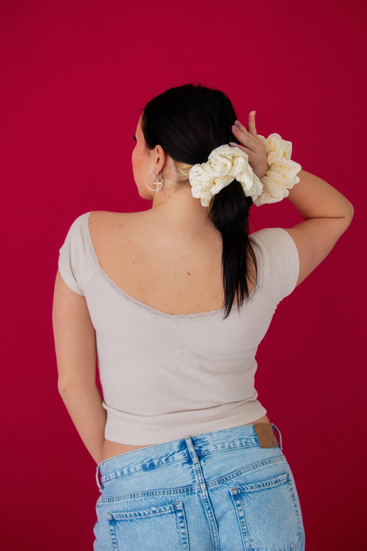 Cream Lace Jumbo Scrunchie