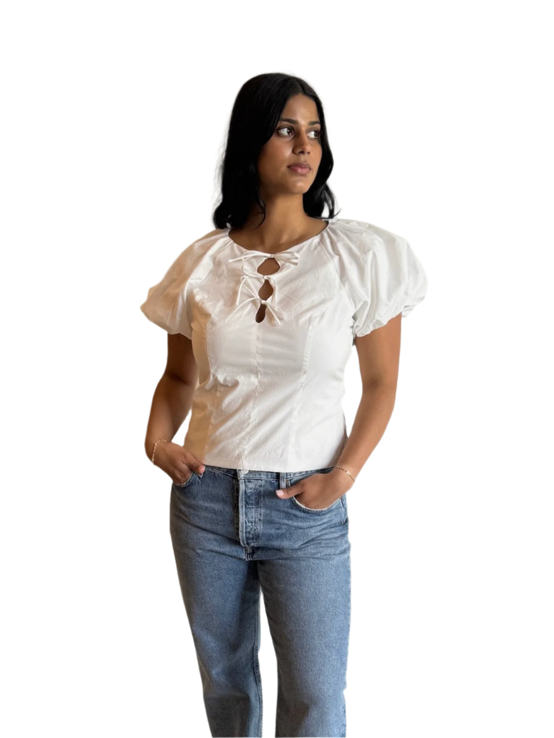 Aine Top | Yellow & White