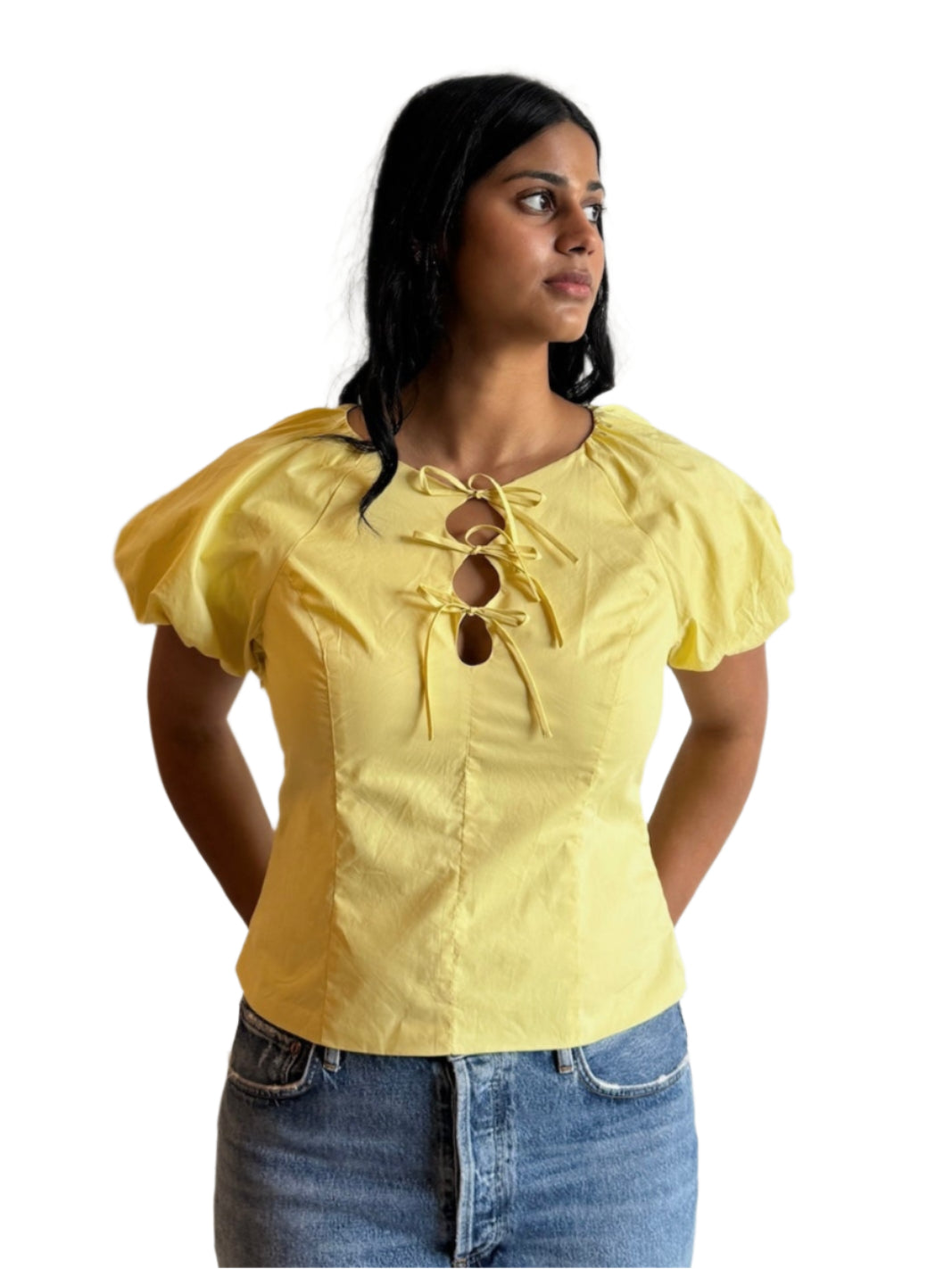 Aine Top | Yellow & White
