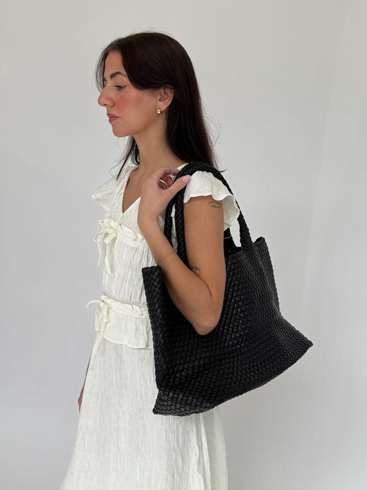 Solana Woven Vegan Leather Tote