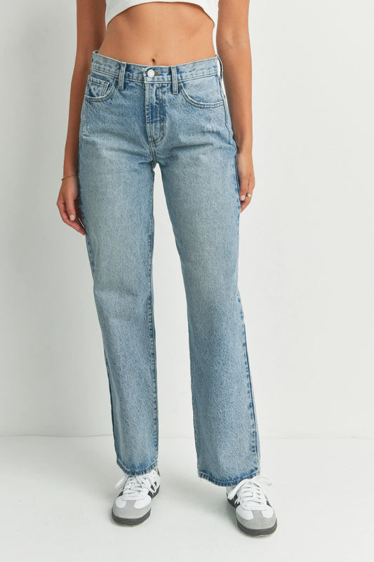 Relaxed Waist Straight Leg Jeans