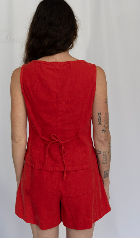 Bridgett Linen Top | Lived-in Red