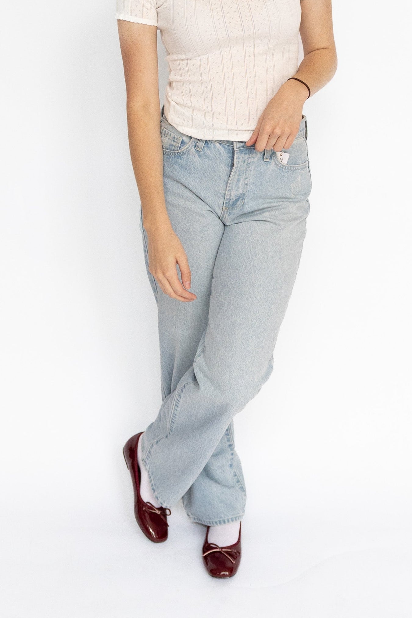 Relaxed Waist Straight Leg Jeans