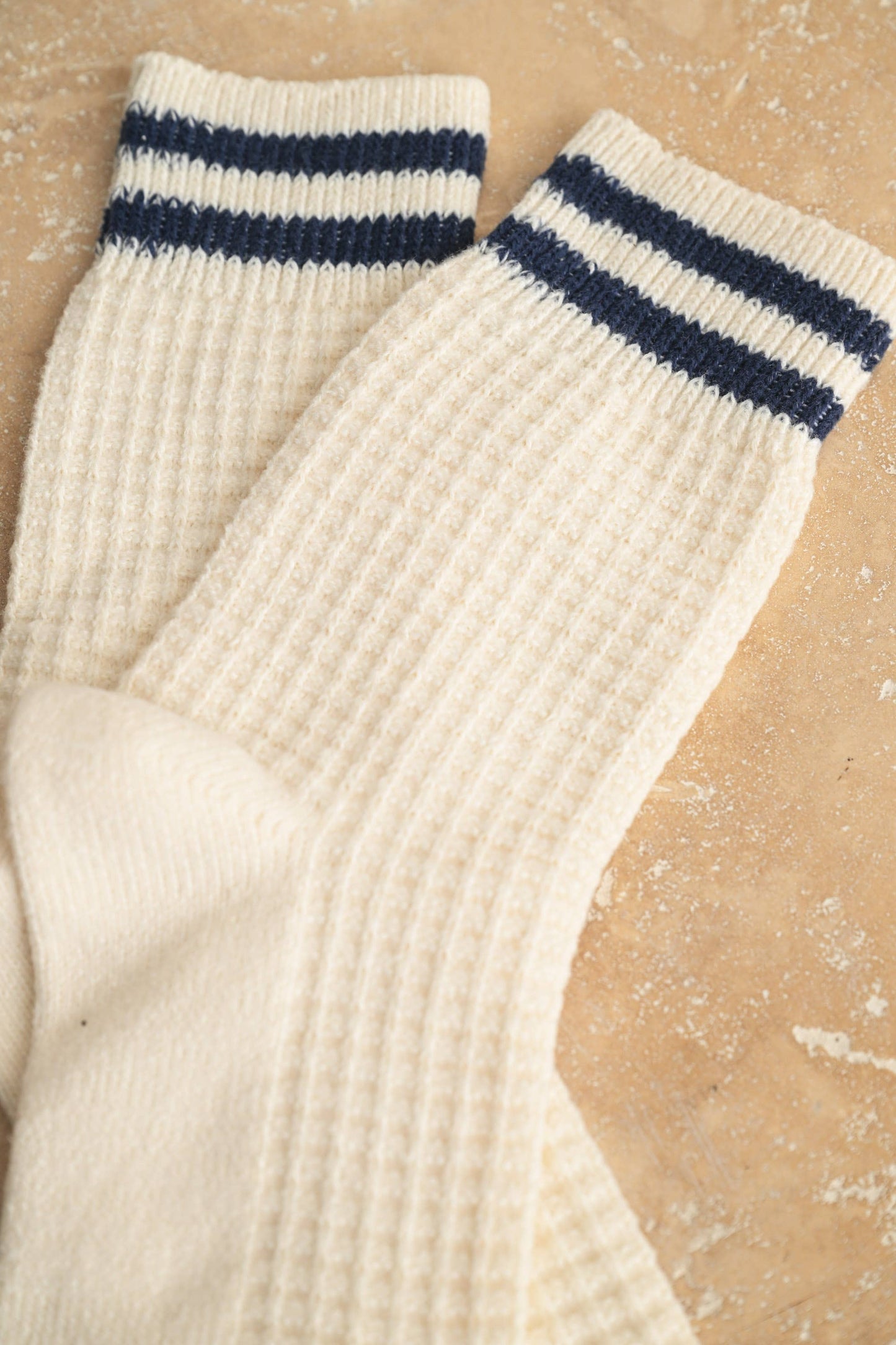 Waffle Knit Strip Socks