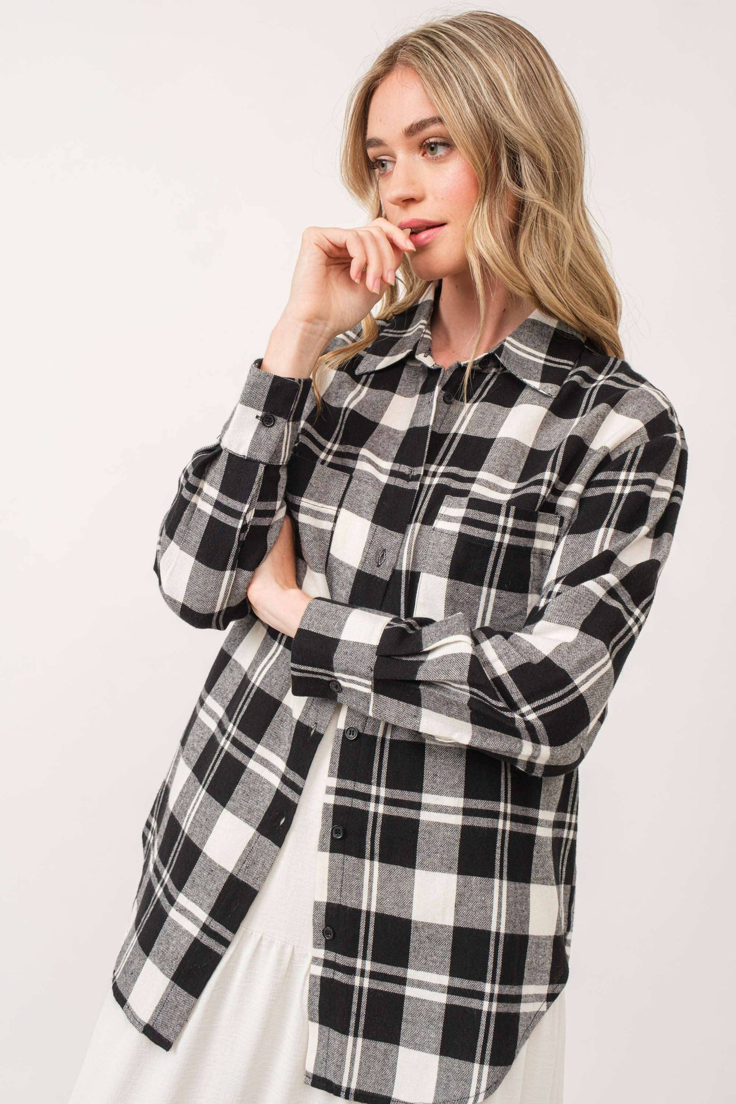 Black & White Flannel Top