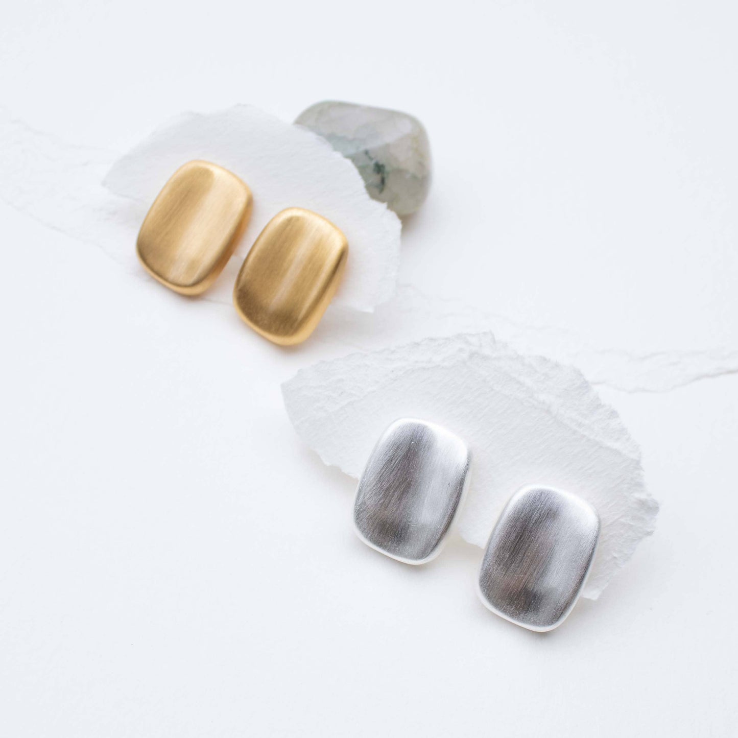 Matte Brushed Metal Stud Earrings