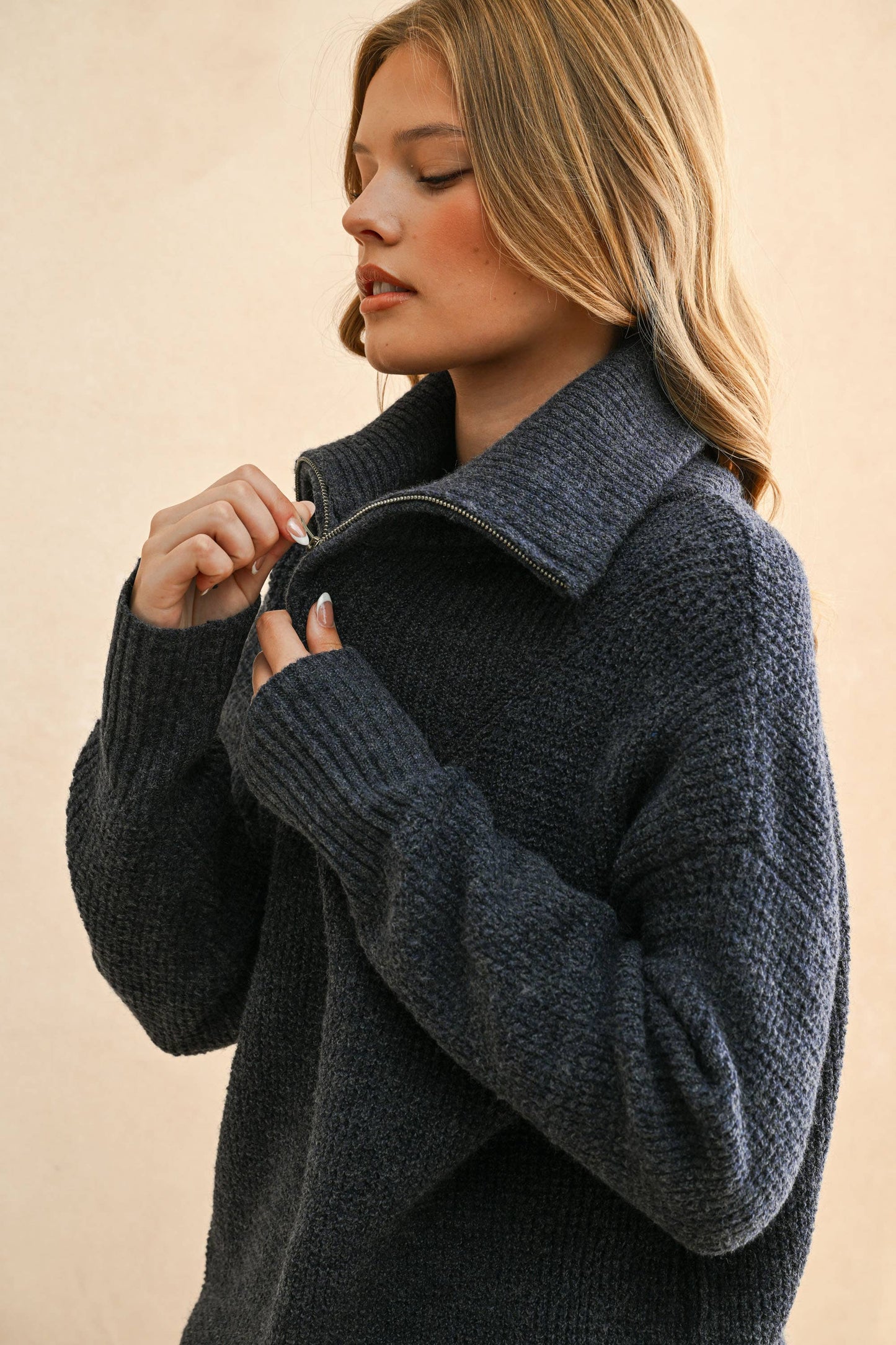 Half Zip Sweater Top
