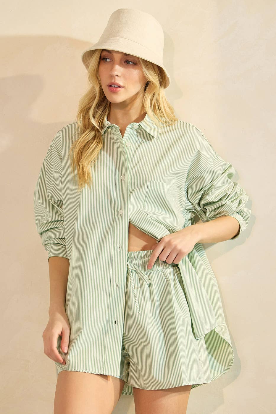 Striped Shirt and Shorts Set