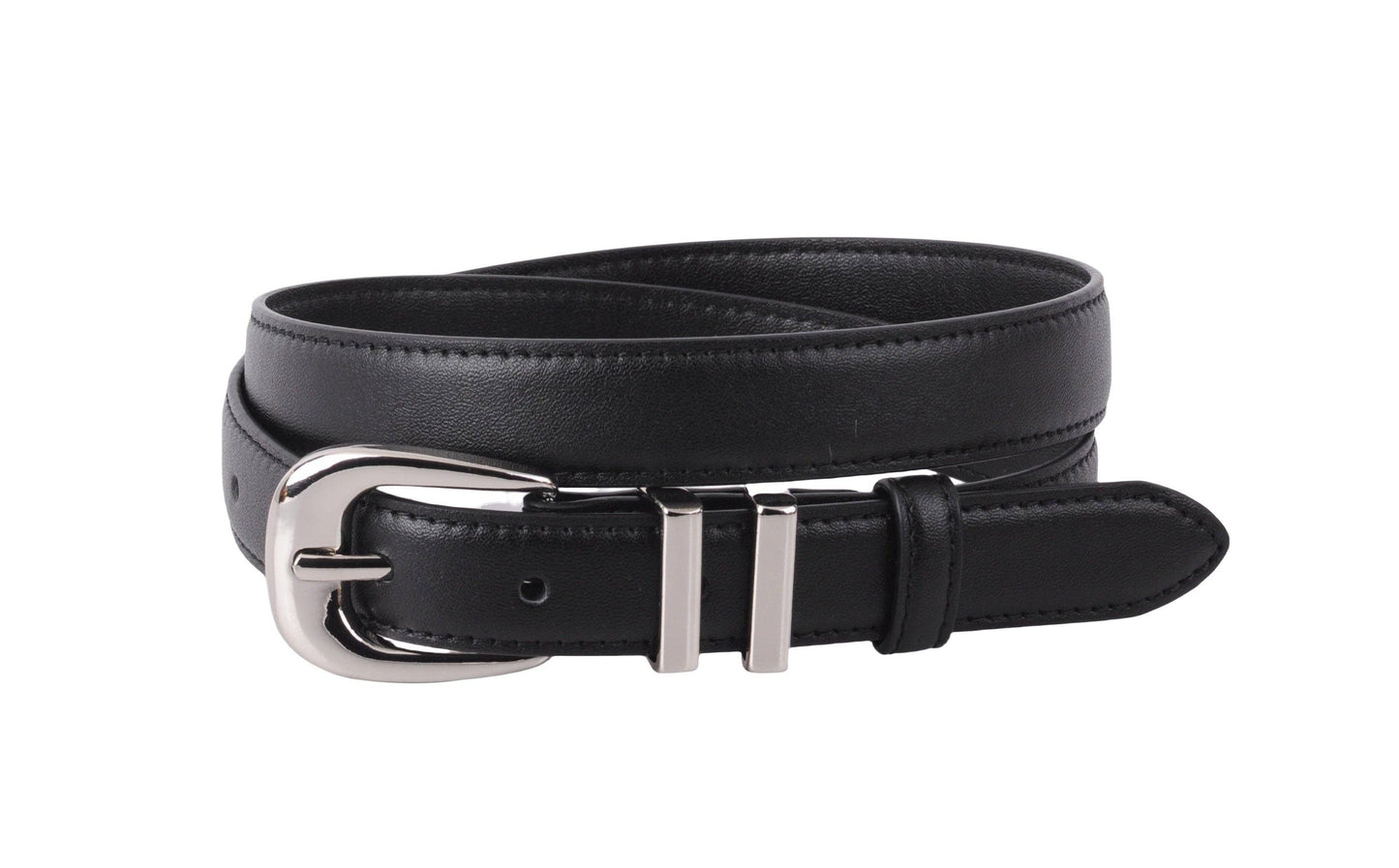Classic Leather Belt with Metal Strap Holders