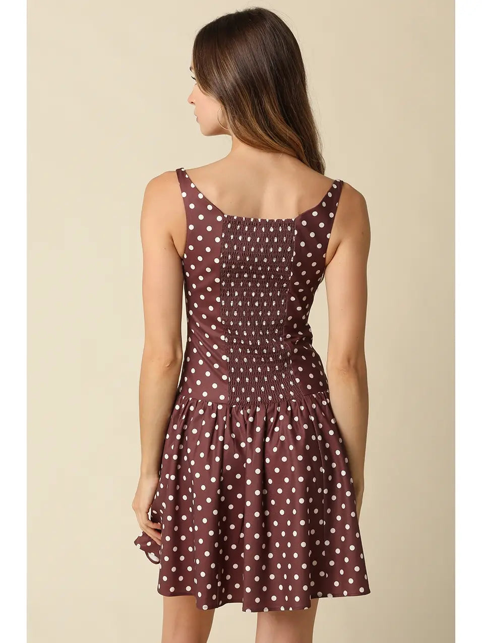 Cocoa Polka Dot Mini Dress