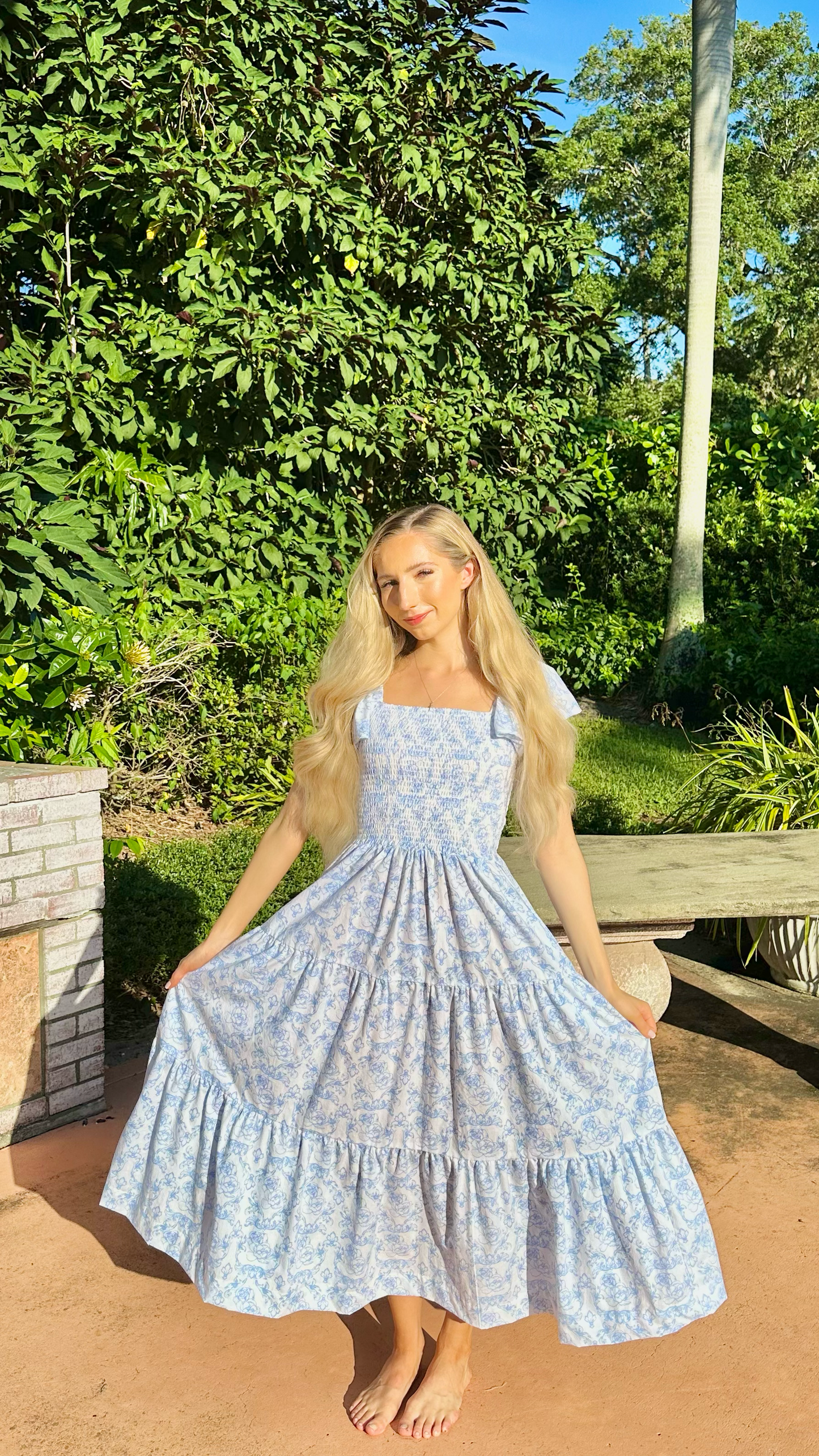 French Rose Smocked Dress
