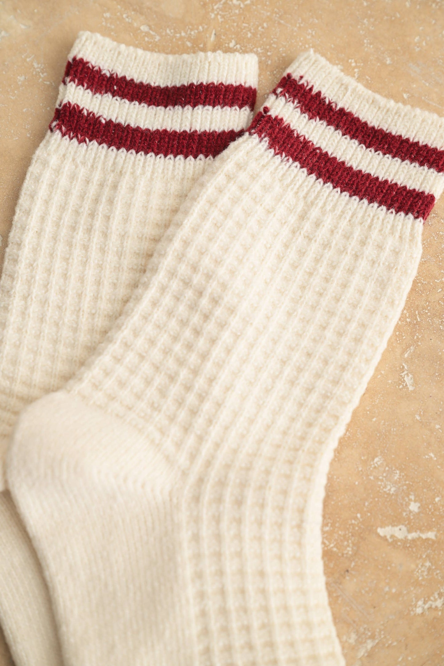Waffle Knit Strip Socks