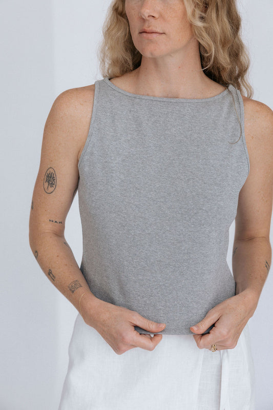 Ruth Boatneck Tank | Heather Gray