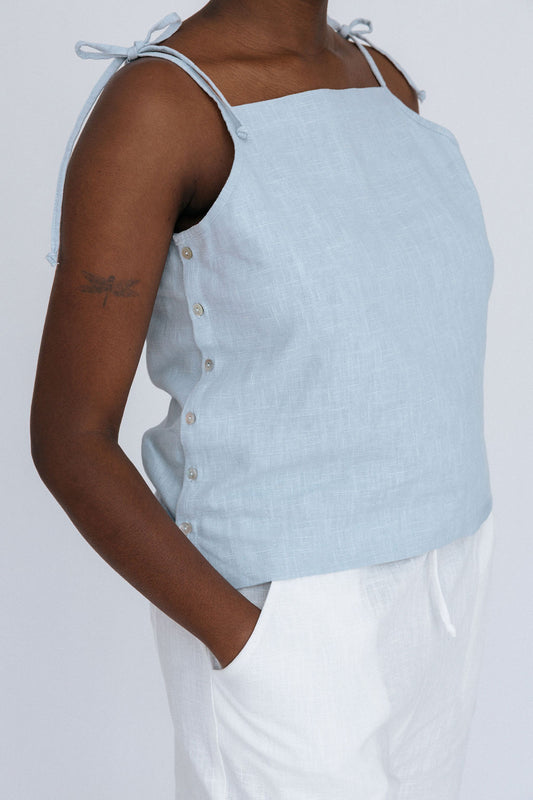 Lottie Tie Tank | Sky Blue