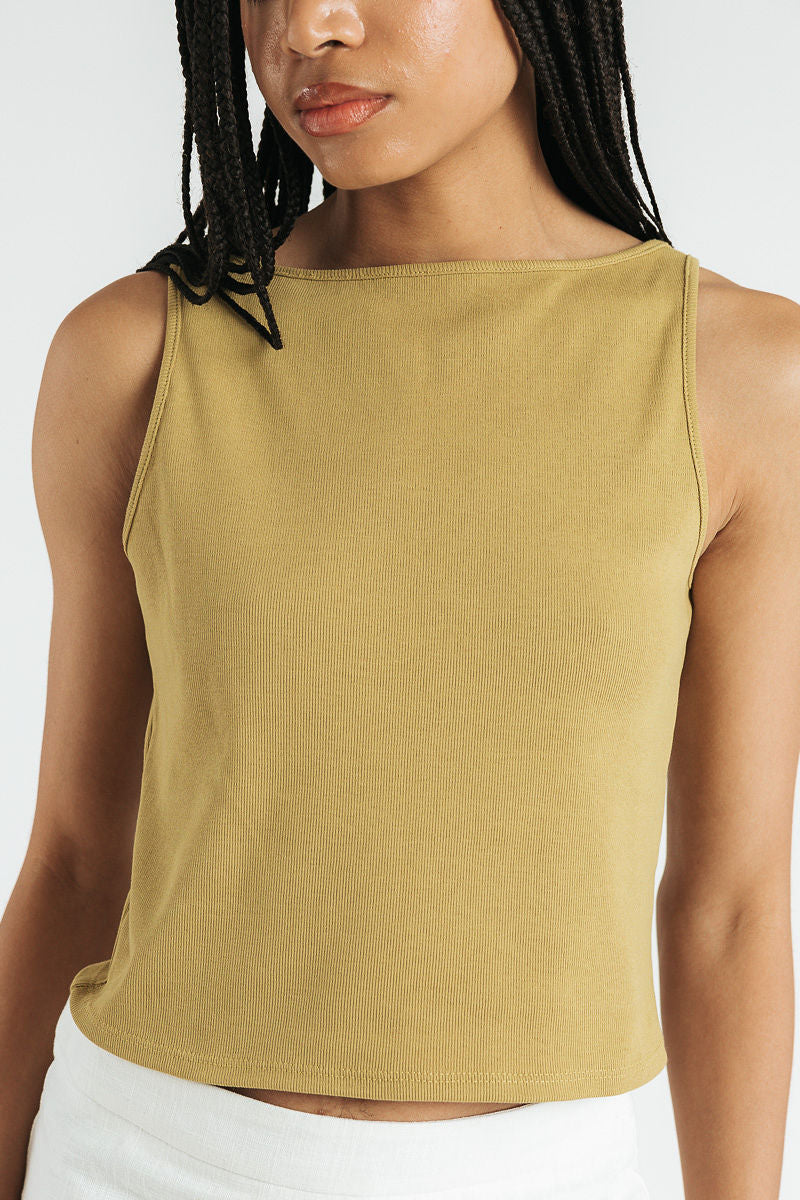 Ruth Boatneck Tank | Chartreuse