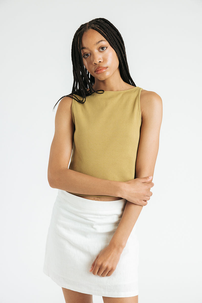 Ruth Boatneck Tank | Chartreuse
