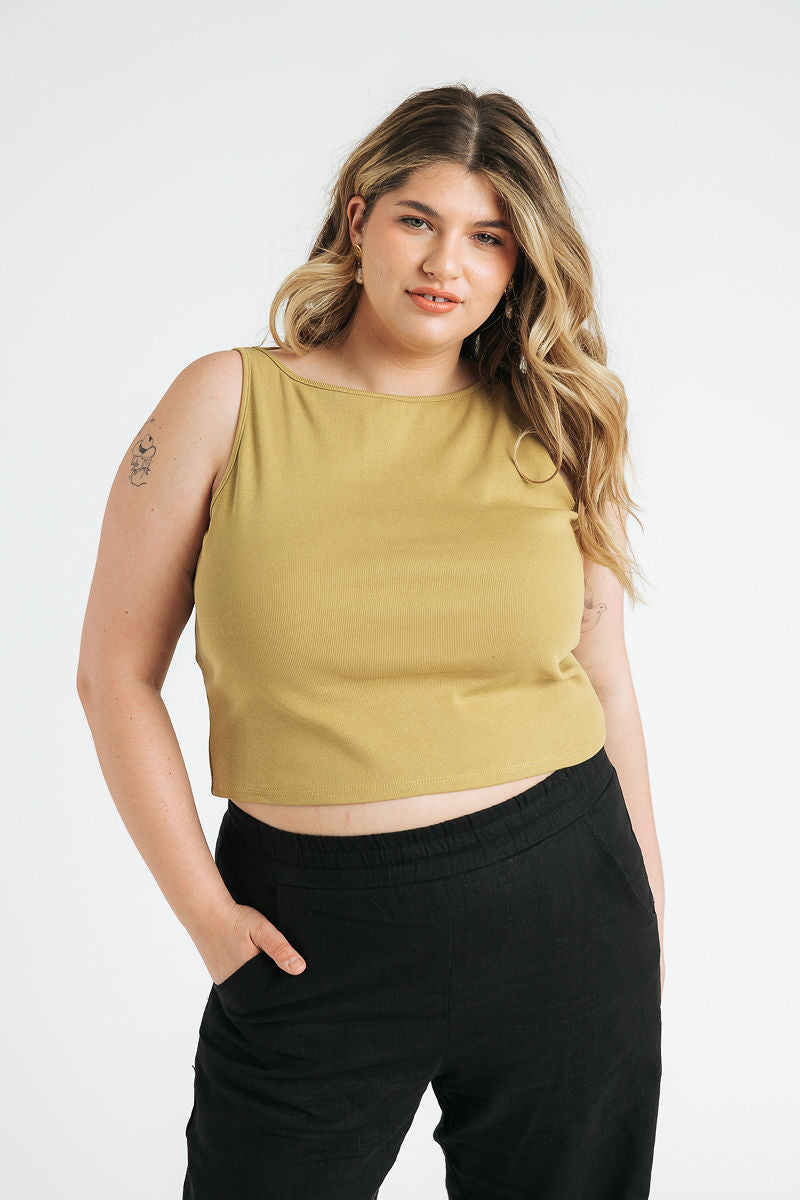 Ruth Boatneck Tank | Chartreuse
