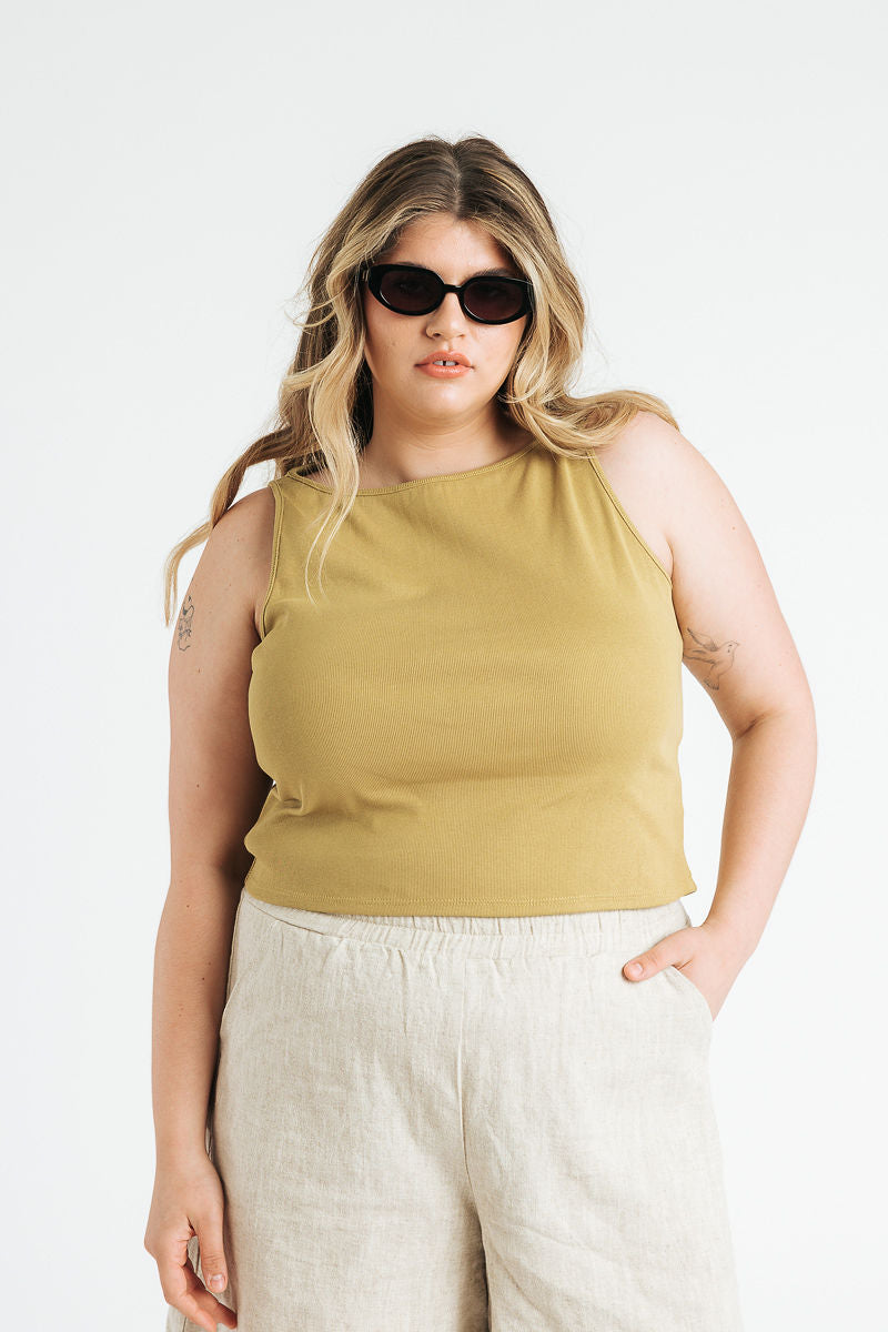 Ruth Boatneck Tank | Chartreuse