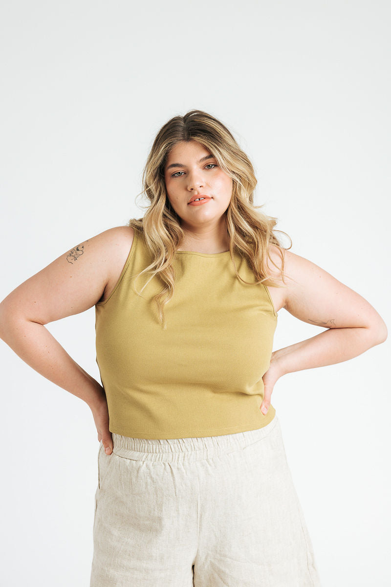 Ruth Boatneck Tank | Chartreuse