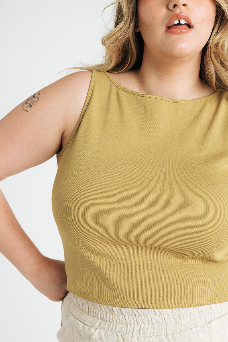 Ruth Boatneck Tank | Chartreuse