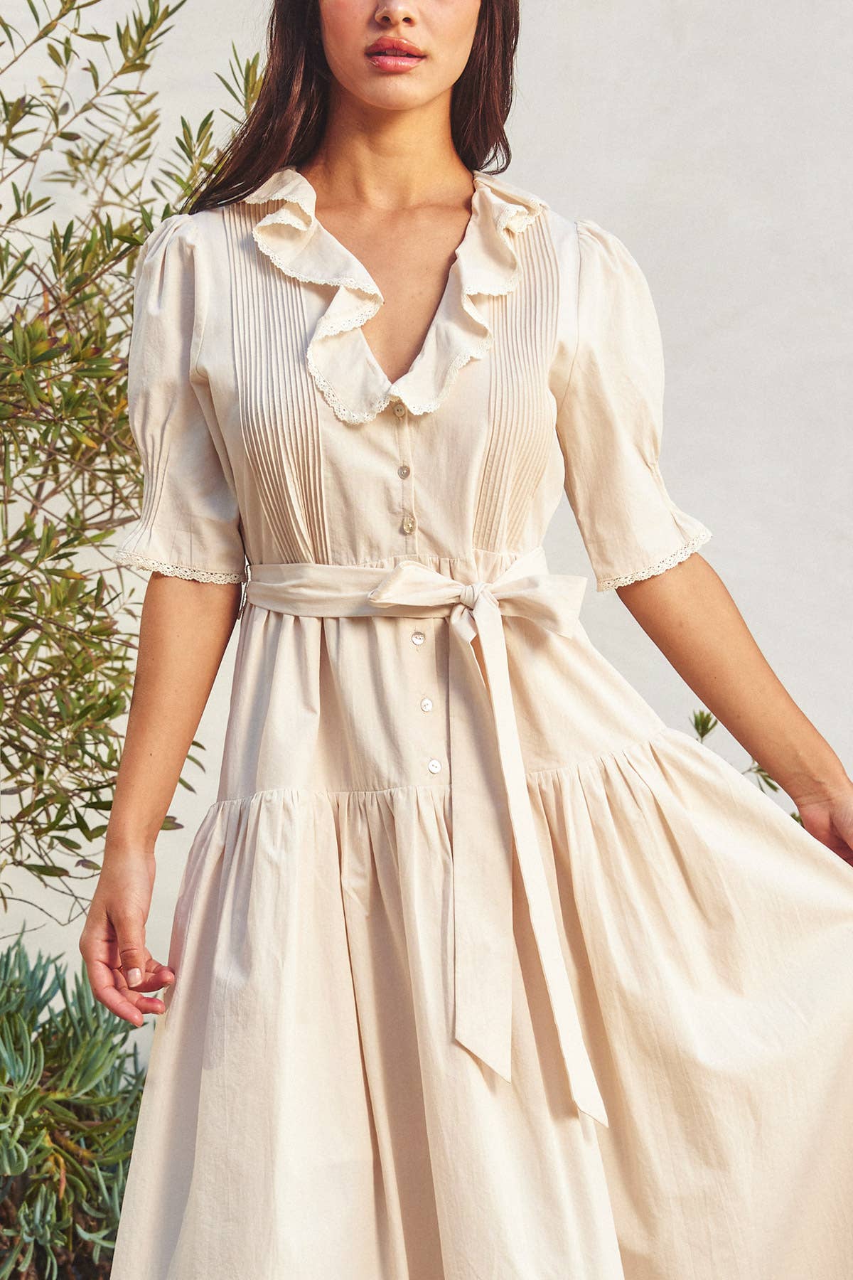 Puff Sleeve Button Down Maxi Dress