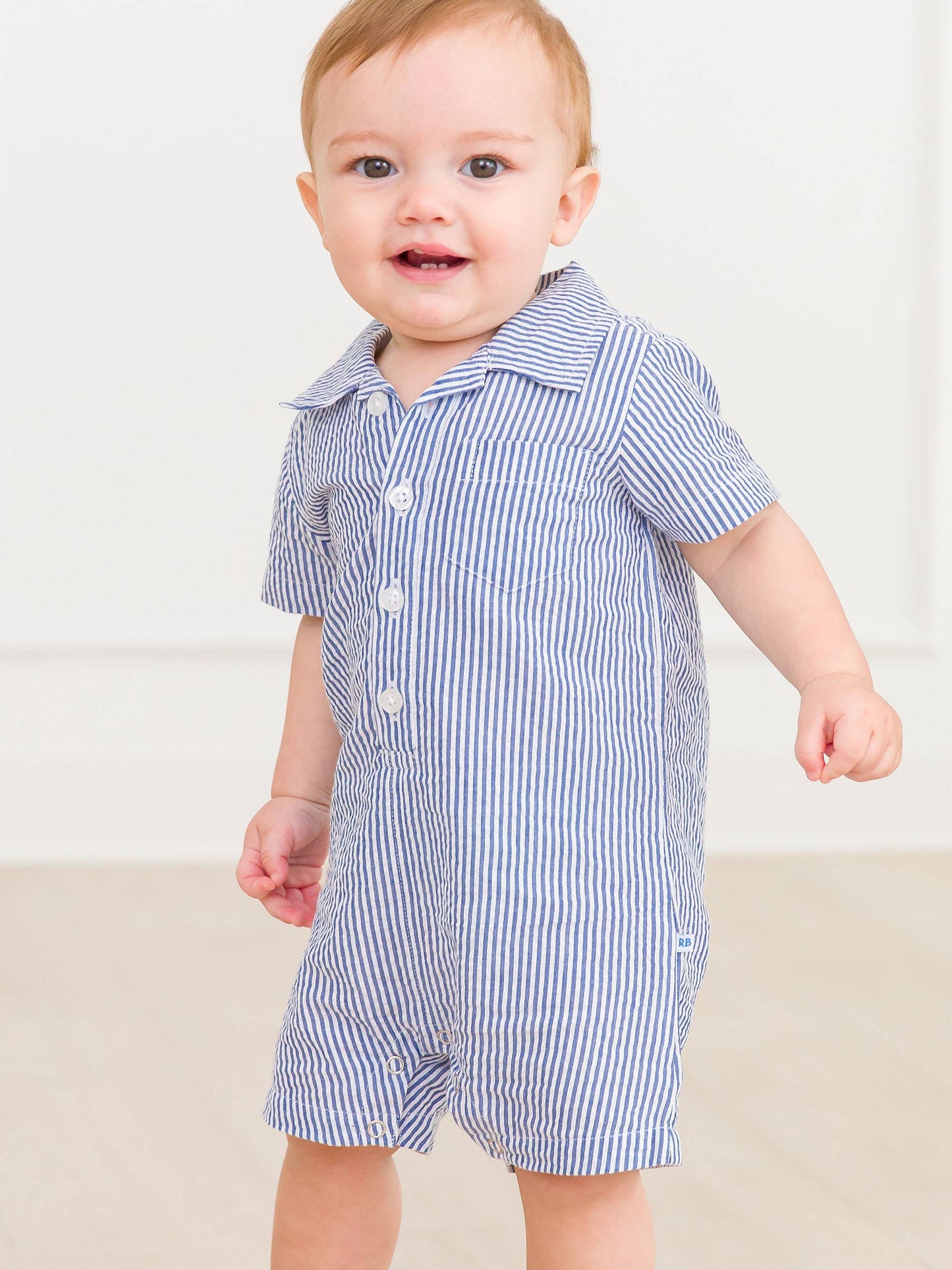 Baby Boys Striped Polo Romper
